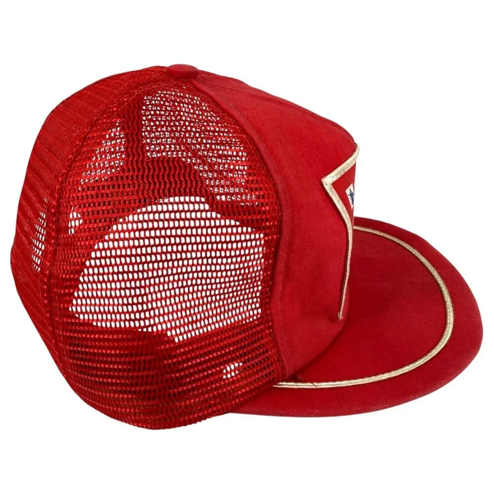 VTG Genuine Budweiser Racing Trucker Hat Red Mesh Snapback Patch Flat Bill USA - Picture 4 of 9